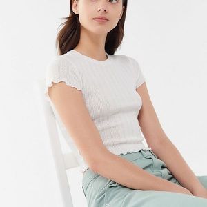 NWOT UO Pointelle Lettuce-Edge Baby Tee